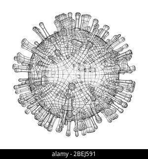 Modèle vectoriel de trame filaire d'un virus Illustration de Vecteur