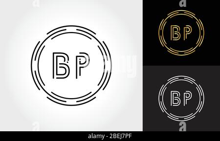 Lettre initiale logo BP modèle vectoriel de typographie créative. Design du logo BP lettre abstraite numérique Illustration de Vecteur