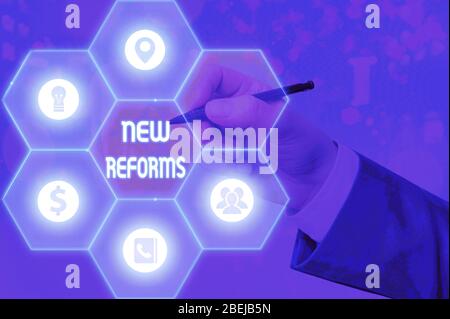 Écrit remarque montrant de nouvelles réformes. Concept d'affaires pour de modifier ou améliorer par le changement de la forme ou l'élimination des défauts Banque D'Images