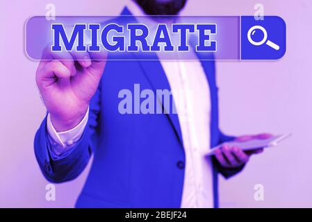 Écriture manuelle conceptuelle montrant Migrate. Concept signifie déplacer ou voyager d'un pays ou d'une localité à l'autre Banque D'Images