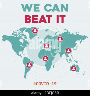 'Nous pouvons le battre '-coronavirus message optimiste. Affiche de Covid-19. Vecteur. Illustration de Vecteur