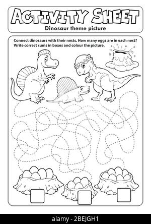 Fiche d'activité thème de dinosaure 2 - eps10 illustration vectorielle. Illustration de Vecteur