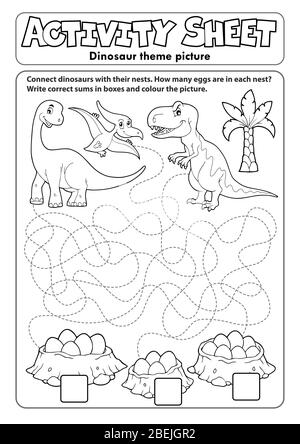 Fiche d'activité thème 1 des dinosaures - illustration vectorielle des eps10. Illustration de Vecteur