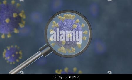 Covid-19, éclosion de coronavirus, virus flottant dans un environnement cellulaire , coronavirus grippe contexte, épidémie de maladie virale, rendu tridimensionnel Banque D'Images