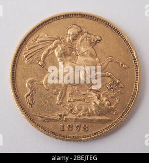 Un souverain anglais d'or daté de 1878 du règne de la reine Victoria Banque D'Images