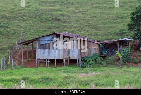 Maison en tôle d'étain délabrée dans les jungles du Costa Rica Banque D'Images