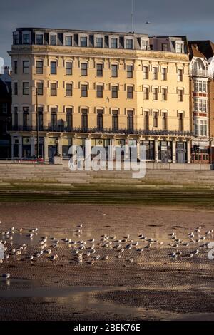 Oiseaux et bâtiment sur le front de mer de Margate Banque D'Images