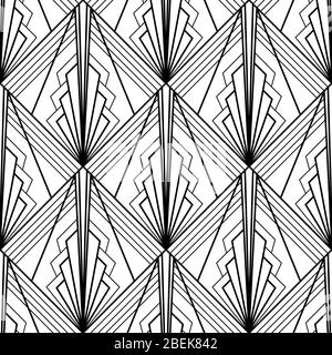 Motif art déco. Fanning arrière-plan noir et blanc transparent Illustration de Vecteur