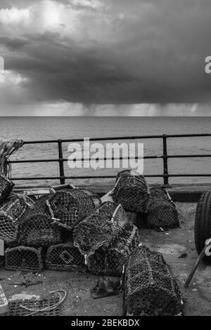 Tempête en mer, de Filey. Banque D'Images