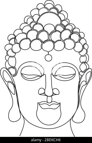 Tête de Bouddha en ligne unique Illustration de Vecteur