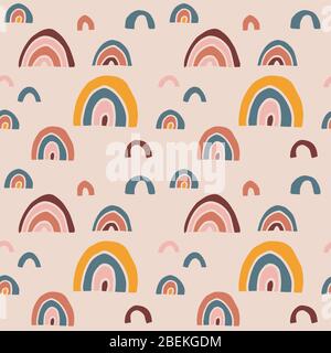 Motif tendance et sans coutures dessiné à la main avec des arcs-en-ciel à motif caniche. Motif géométrique abstrait rétro coloré. Carreaux répétitifs pour la marque, le tissu, le textile Illustration de Vecteur