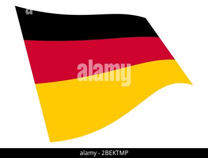 L'Allemagne agite le drapeau graphique isolé sur blanc avec le chemin de découpe Banque D'Images