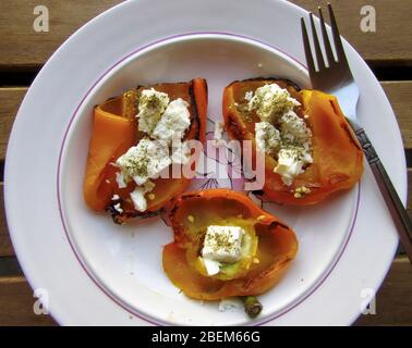 Poivron grillé au fromage feta et à l'Oregano Banque D'Images