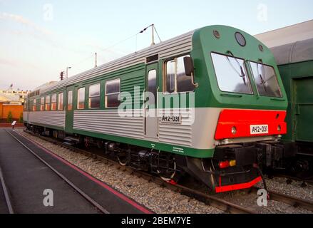 Voronezh, Russie - 29 août 2019: Automotris ACh2-031, exposition rétro de matériel ferroviaire, Voronezh Banque D'Images