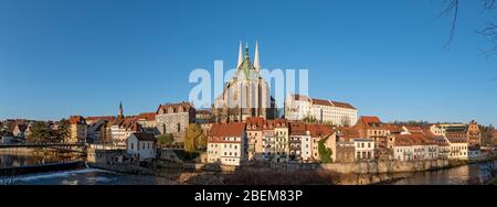 Vue panoramique sur la vieille ville et Peterskirche, Görlitz, Allemagne Banque D'Images