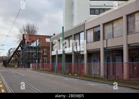 Christchurch, Nouvelle-Zélande - 10 juin 2017 : bâtiments endommagés par un séisme Banque D'Images