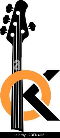 logo design a propos du concept de joueur de guitare basse avec illustration de basse dans vector Illustration de Vecteur