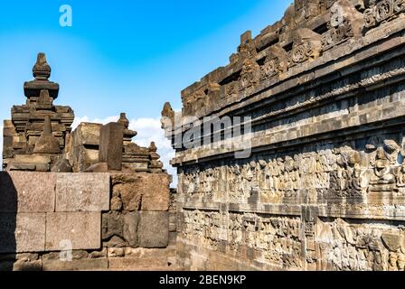 Temple de Borobudur dans le centre de Java, Indonésie Banque D'Images