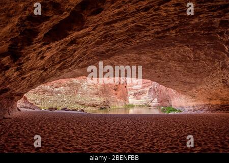 En regardant le fleuve Colorado depuis Redwall Cavern, le parc national du Grand Canyon, Arizona, États-Unis Banque D'Images