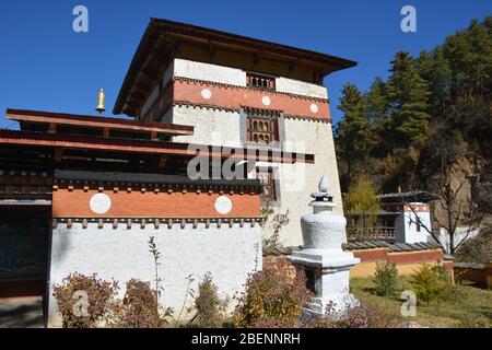 Une école pour les moines bouddhistes près de Thimphu, Bhoutan. Banque D'Images