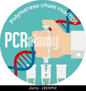 PCR (réaction en chaîne de la polymérase) illustration de la bannière du cercle de test / coronavirus de Novel Illustration de Vecteur