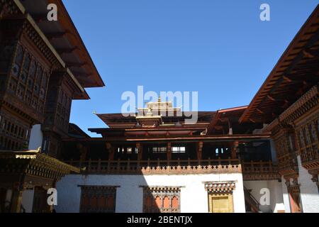 Punakha Dzong (palais et forteresse) au Bhoutan date de 1637 Banque D'Images