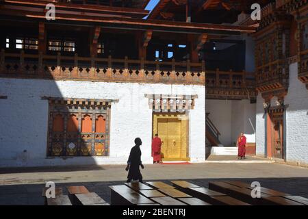 Punakha Dzong (palais et forteresse) au Bhoutan date de 1637 Banque D'Images