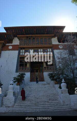 Punakha Dzong (palais et forteresse) au Bhoutan date de 1637 Banque D'Images