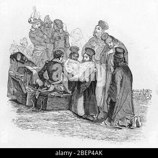 Campagne d'Egypte : le général Napoléon Bonaparte (1769-1821) rencontre une ministère d'arabes voues par les moines du mont sinaï lieu soliciter Banque D'Images