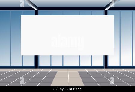 salle de conférence vide avec grande fenêtre et tableau blanc. Illustration vectorielle Banque D'Images