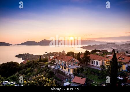 Beau panorama de Lerici en Ligurie, Italie. Banque D'Images