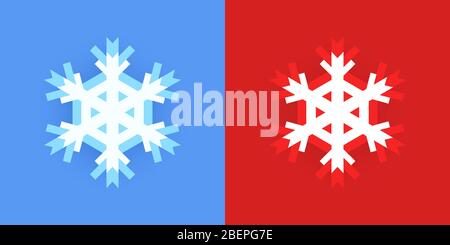Ensemble d'icônes flocons de neige pour le motif Noël sur fond bleu et rouge. Éléments graphiques créatifs pour les vacances d'hiver. Illustration de Vecteur