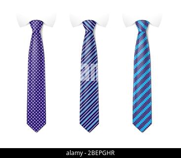 Cravate homme de couleur. Attachez votre mockup avec un motif de mode différent. Modèles avec textures en soie à rayures. Illustration vectorielle Illustration de Vecteur