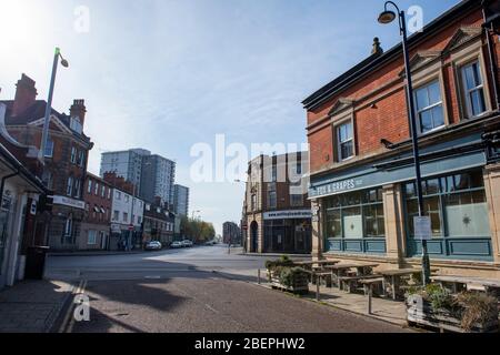 Le marché de Sneinton, capturé lors du verrouillage du coronavirus en avril 2020, Nottingham City Notinghamshire Angleterre Royaume-Uni Banque D'Images