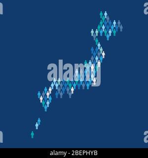 Infographie de la population japonaise. Carte faite de personnes de figure de bâton Illustration de Vecteur