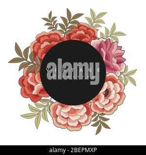 Cadre de fleurs inspiré par la broderie des châles orientaux et l'espace pour le texte Illustration de Vecteur