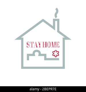 Logo avec un appel pour rester à la maison. Symbole de la lutte contre le coronavirus. Vecteur EPS10 Illustration de Vecteur