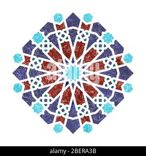 Motif à éléments géométriques ronds Arabesque. Emblème ou panneau isolé sur fond blanc Banque D'Images