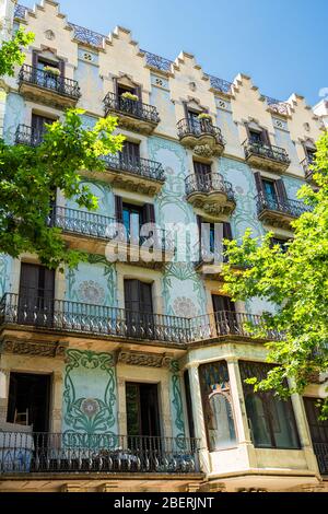 Détail de la magnifique architecture du bâtiment Facade dans la ville de Barcelone, Espagne Banque D'Images