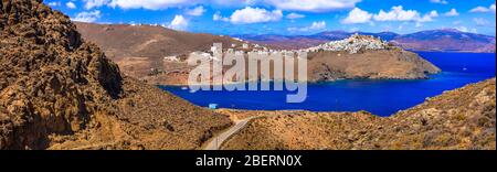 Impressionnante île d'Astypalea, vue panoramique, Dodécanèse, Grèce. Banque D'Images