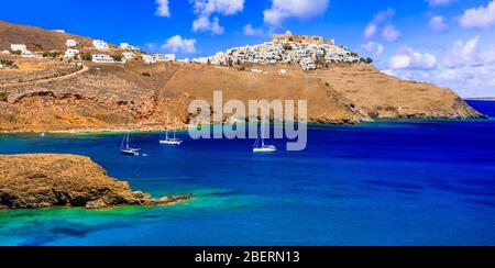 Impressionnante île d'Astypalea, vue panoramique, Dodécanèse, Grèce. Banque D'Images