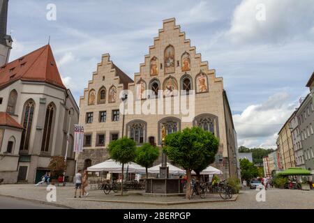 La vieille mairie (Historisches Rathaus) à Wasserburg, Bavière, Allemagne. Banque D'Images