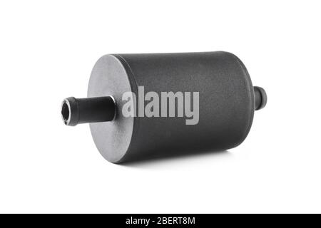 Filtre pour équipement de gaz de voiture fermé isolé sur blanc Banque D'Images