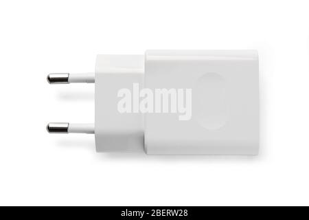 Chargeur USB pour gros plan gadget isolé sur fond blanc Banque D'Images