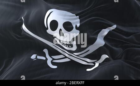Drapeau pirate en agitant Banque D'Images