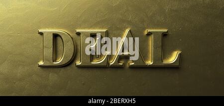 Mot de transaction, message de profit. Gagner de l'argent concept. Texte gonflé en couleur or sur fond or de luxe, texture, bannière. illustration tridimensionnelle Banque D'Images