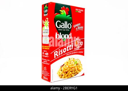 RIZ italien à grains longs et bouillis produit par RISO GALLO S.p.A. Banque D'Images