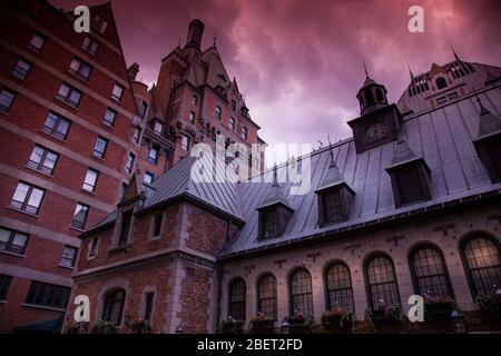 Québec, Québec, Canada, juillet 2012 - vue en fin d'après-midi du sommet du Château Frontenac dans la ville haute de Québec, Canada Banque D'Images