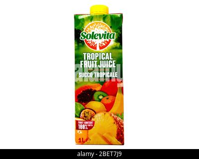 Solevita jus de fruits tropicaux vendu par la chaîne de supermarchés LIDL Banque D'Images