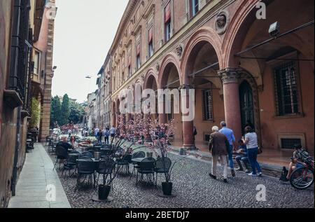 Salina Palace sur la via Santo Stefano à Bologne, capitale et la plus grande ville de la région Emilie Romagne dans le nord de l'Italie Banque D'Images